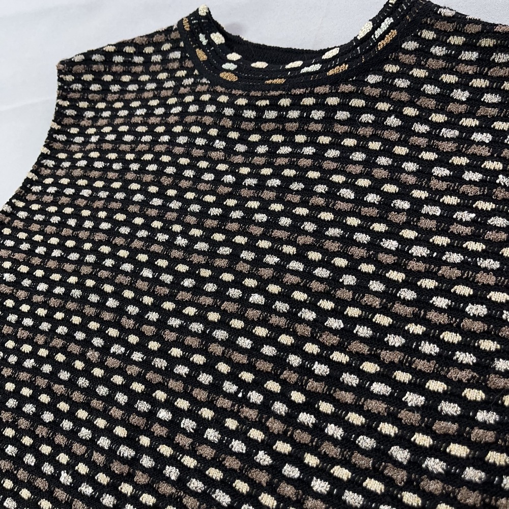 St John Knit Top Women Medium Brown Textured Sleeveless Mock Neck Tank USA - Picture 4 of 12